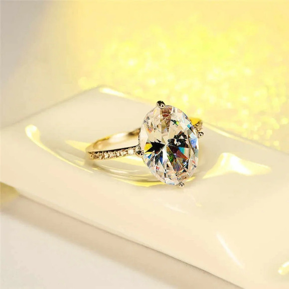 😍925 Silver Crystal Pure Oval Thin Anillos Dainty Fashion Ring for Women, K816 - Picture 6 of 8